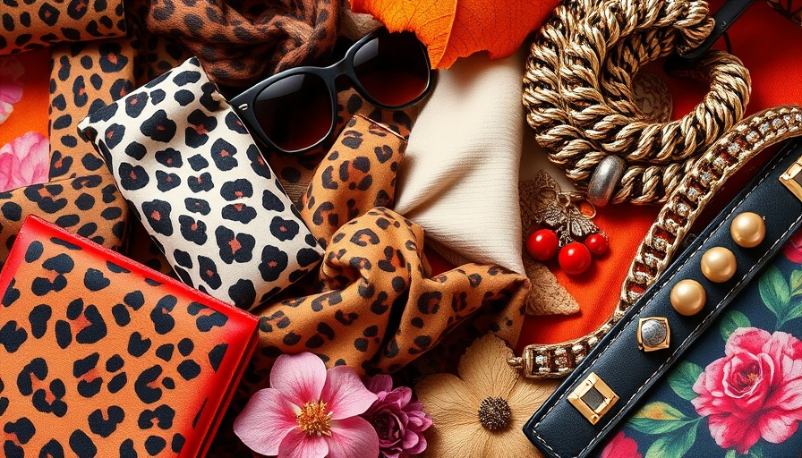 Stylish fall accessories collage showcasing leopard prints and chunky jewelry.