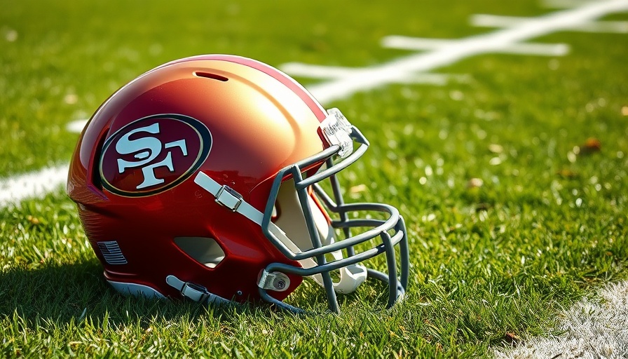 49ers Sign Robert Beal Jr. to Practice Squad announcement with team helmet on field.