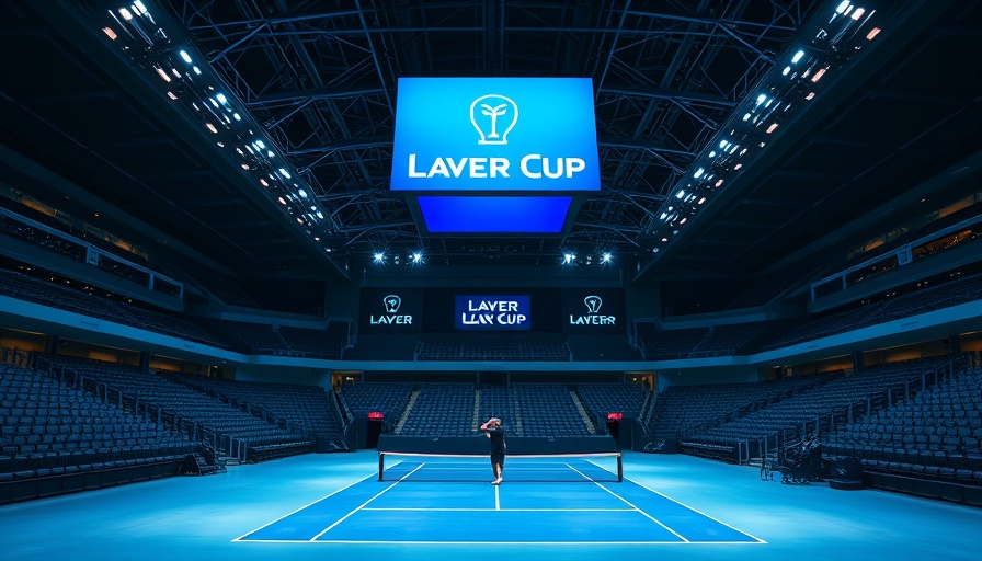 Laver Cup San Francisco tennis arena with illuminated signage and empty seats