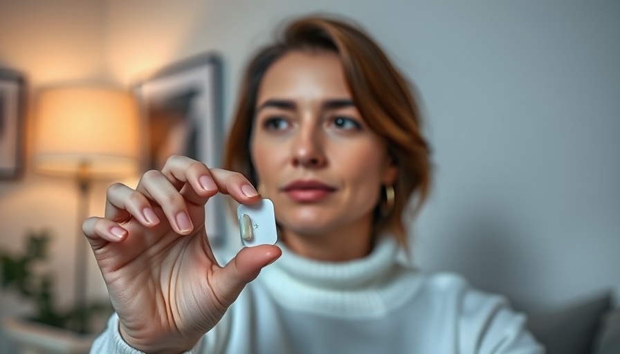 Contemplative woman holding pill indoors, showcasing health rights.