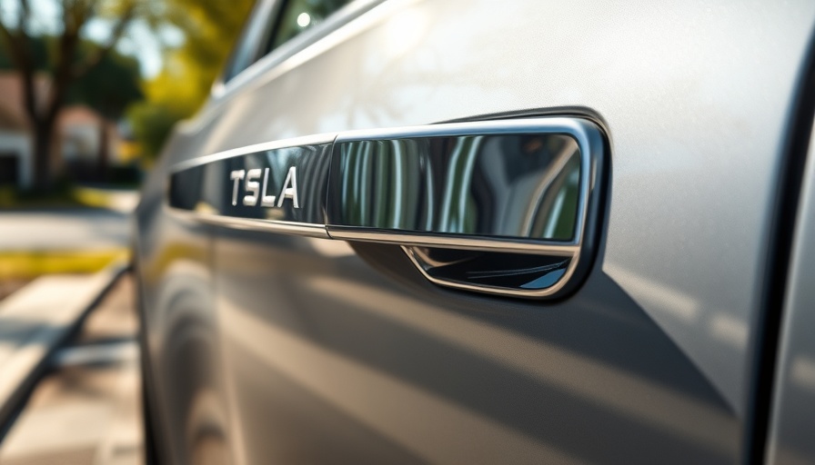 Sleek and innovative Tesla door handle redesign reflecting sunlight.