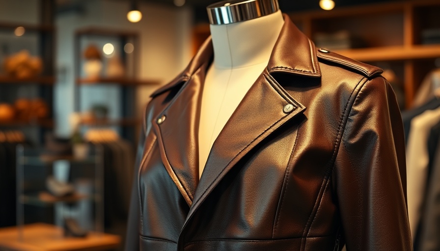 Sleek leather jacket highlighting fall fashion trends.