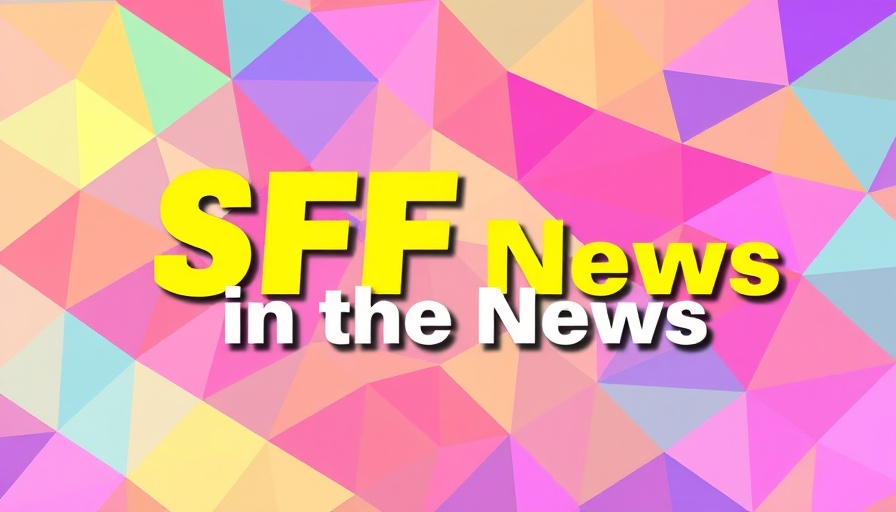 Colorful geometric design with 'SFF in the News' text.