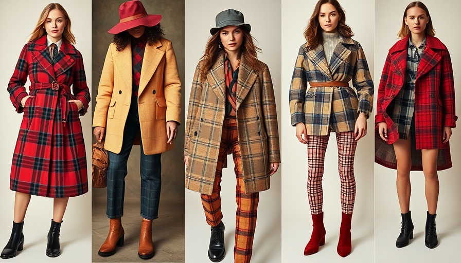 Chic plaid fashion collage showcasing fall fashion trends.