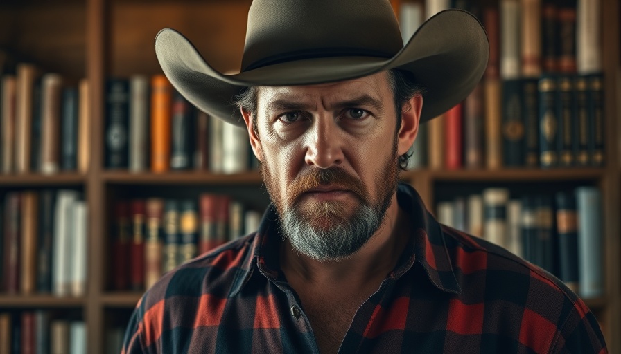 Ethan Hawke truthstorian character as a rugged cowboy in a cozy study.