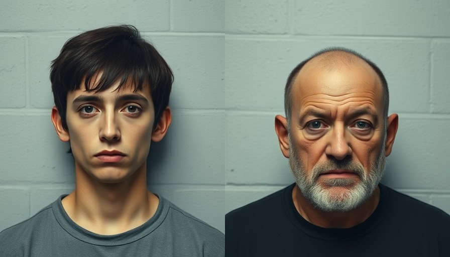 Two unidentified men in mugshot photos related to Megan's Law and vigilantism.