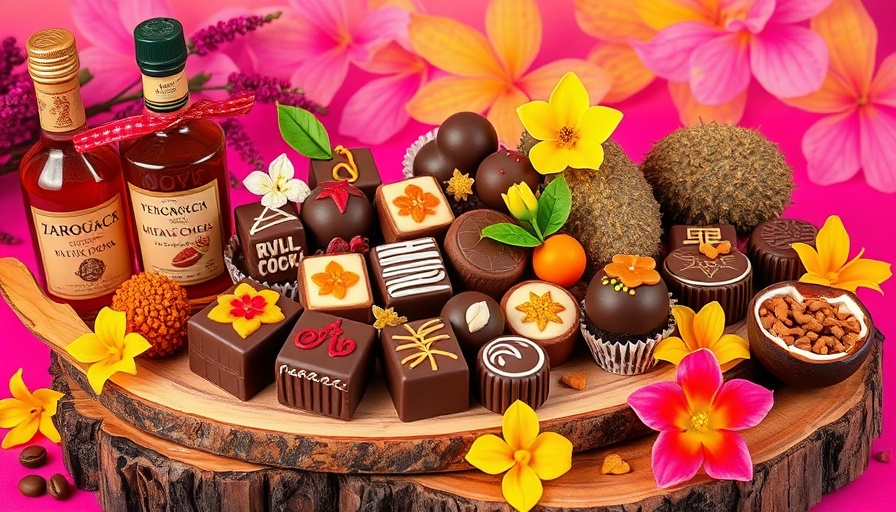 Vietnamese-inspired chocolates with traditional ingredients on display.