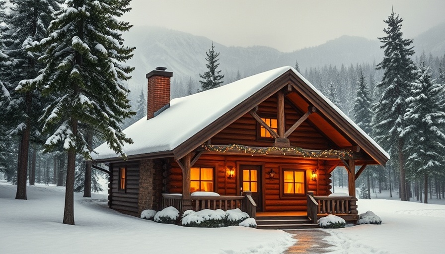 Charming cozy cabin in Leavenworth mountains with snow.