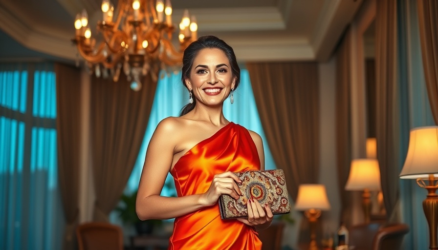 Autumn Fashion Trends at Saks Fifth Avenue: Woman in orange dress.