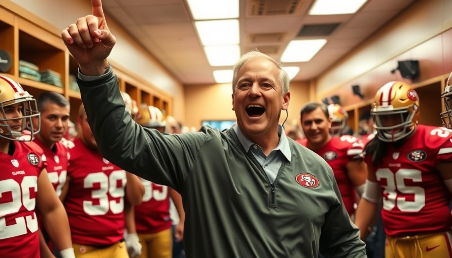 49ers coach celebrating in locker room after Week 3 highlights.