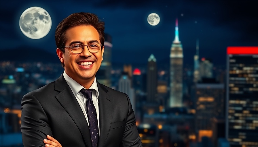 Jimmy Kimmel returns to late night with a smile against a night skyline.