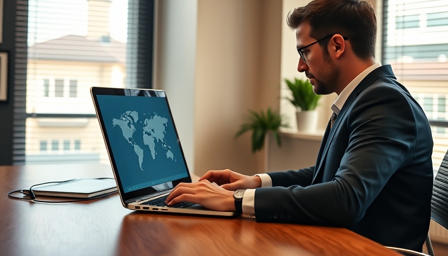 Businessperson planning quality management on a laptop with digital icons.