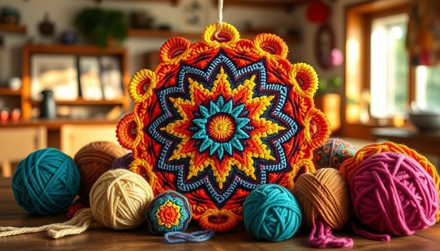Colorful Ojo de Dios yarn craft, warm creative workshop.