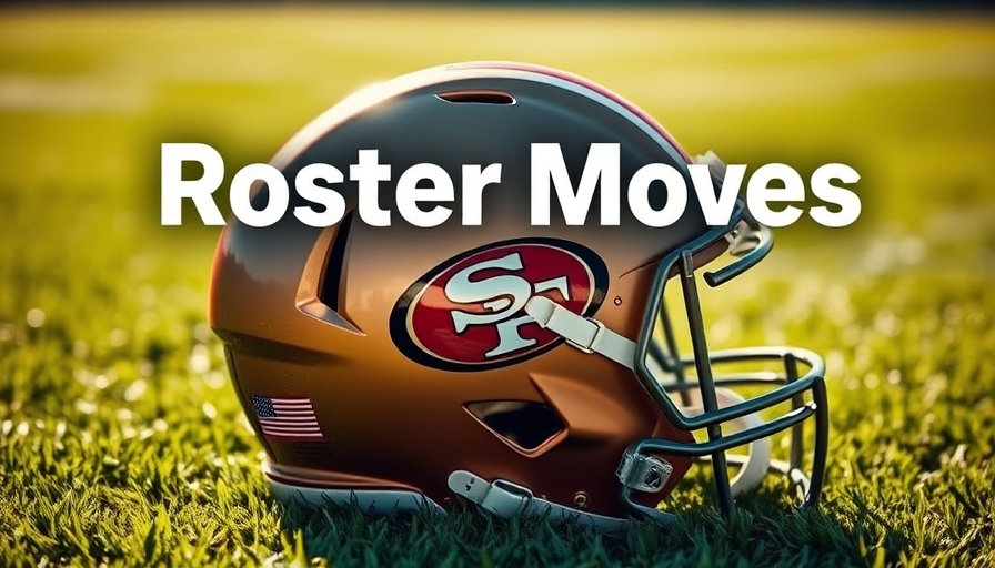 49ers roster move: Helmet on field with text overlay.