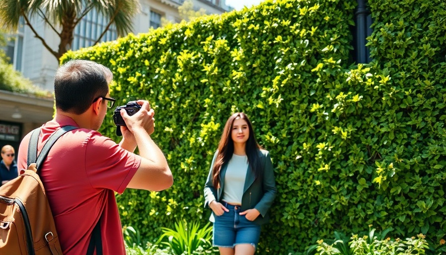 Union Square scene with posing woman and photographer in San Francisco