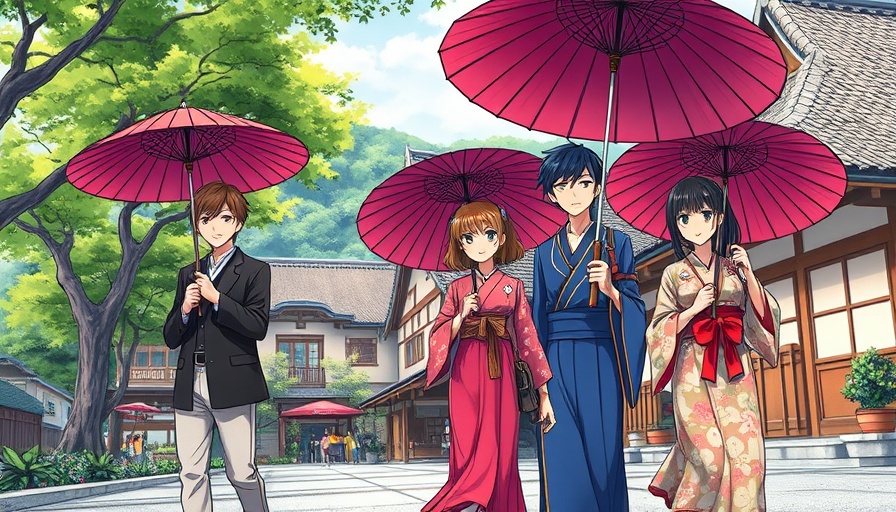 Colorful manga art exhibit featuring traditional Japanese attire at de Young Museum.