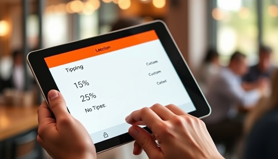 Digital tipping screen with options, related to No Taxes on Tips Policy.