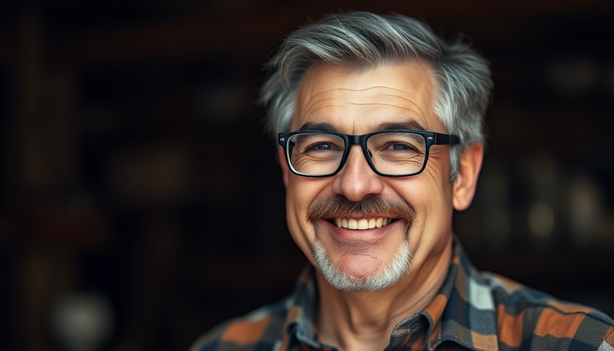 Confident man wearing glasses at an event; Dustin Nickerson Live in SF.