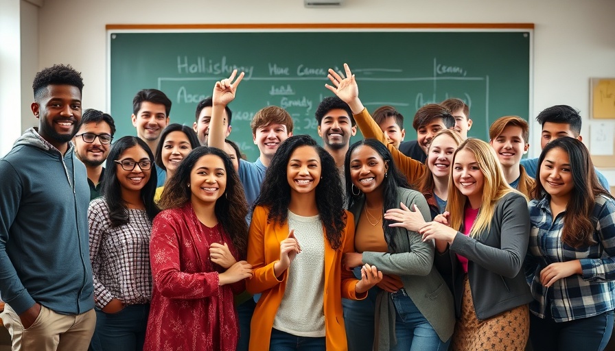 Diverse group of young people fostering unity in a classroom.