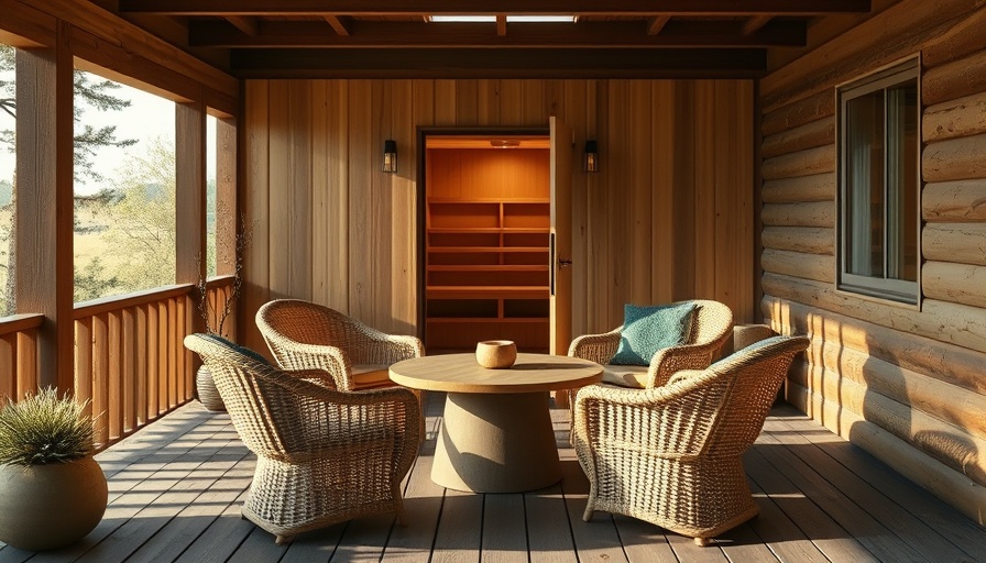 Outdoor sauna on a rustic patio in Northern California.