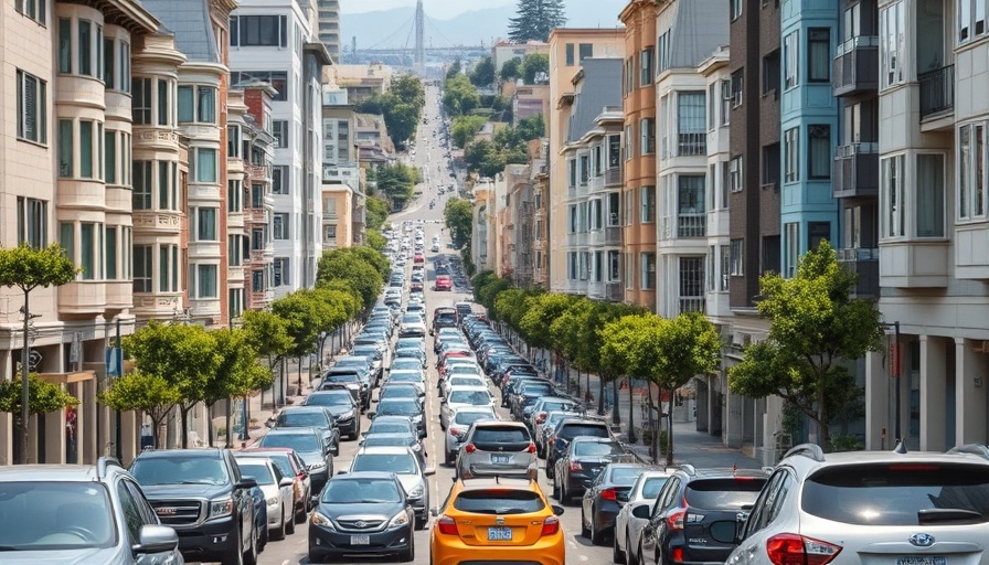 San Francisco street with cars and architecture, showcasing city life.