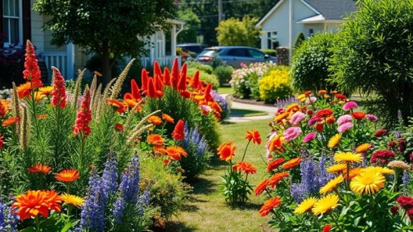 Colorful garden with diverse flowers symbolizing gardening as therapy.