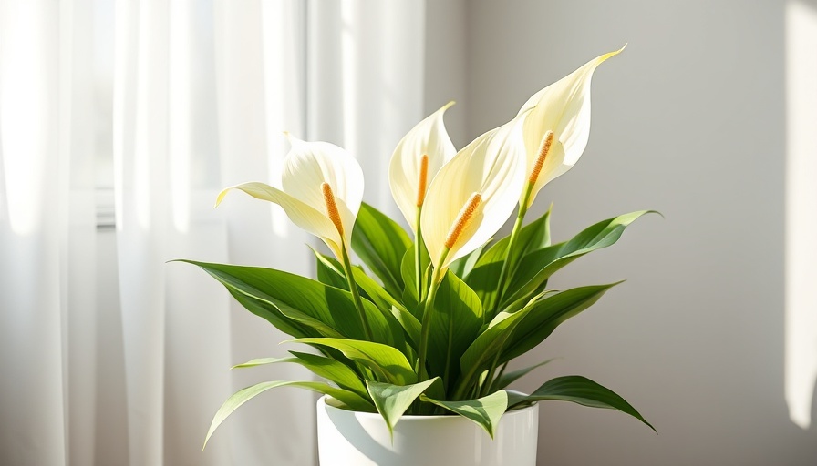 Healthy peace lily in indirect light showcasing rotating your houseplants.