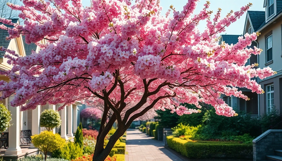 Dwarf flowering tree in bloom in Long Island garden.