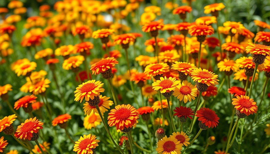 Vibrant yarrow flowers blooming in a lush garden.