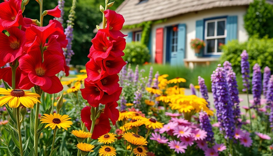 Lush cottage garden bursting with vibrant color schemes.