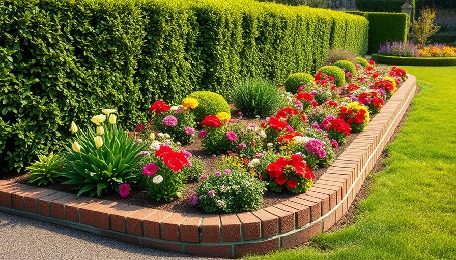 Brick garden edging ideas featuring vibrant flowers and lush greenery.