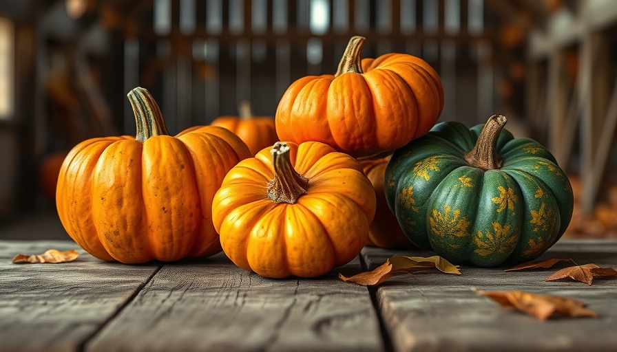 Bright orange pumpkins on rustic wood surface