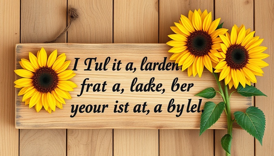 Rustic garden sign with sunflowers, nostalgia gardening for homeowners.