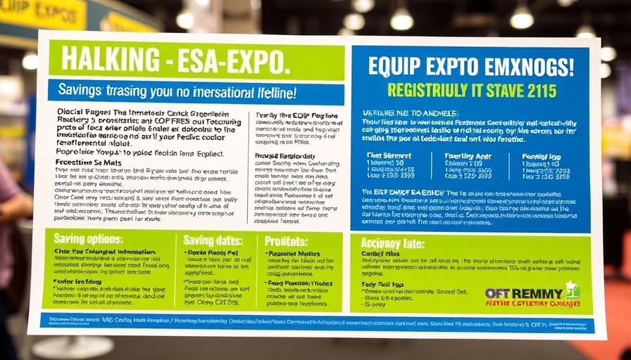 Equip Expo savings flyer with important registration dates and details.