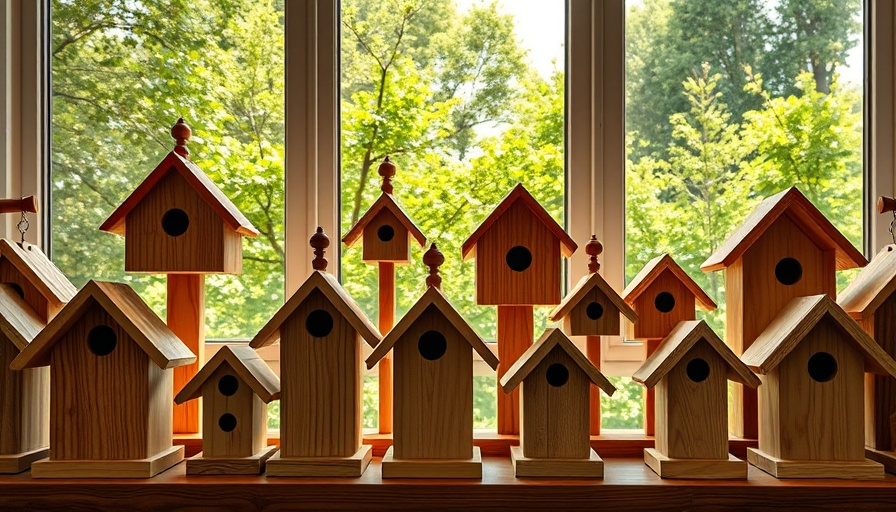 Charming birdhouses displayed indoors under soft natural light.