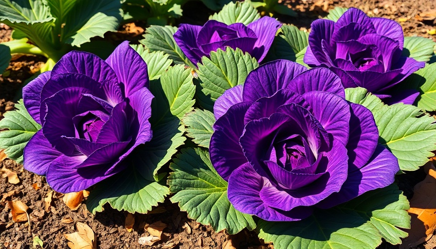 Vibrant ornamental cabbages thriving in sunlight for January Thaw Plants.