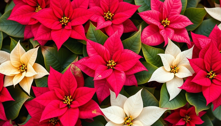 Poinsettia plants showcasing vibrant colors and history.