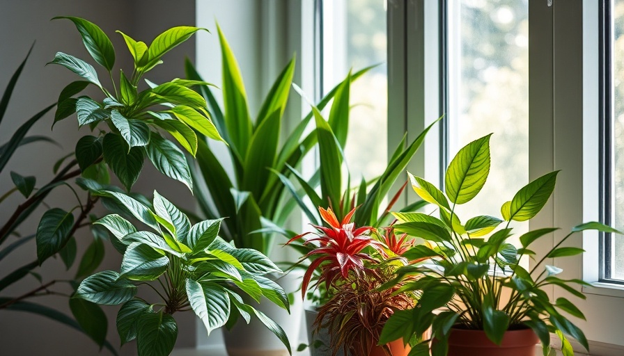 Stylish arrangement of houseplants on a bright windowsill.