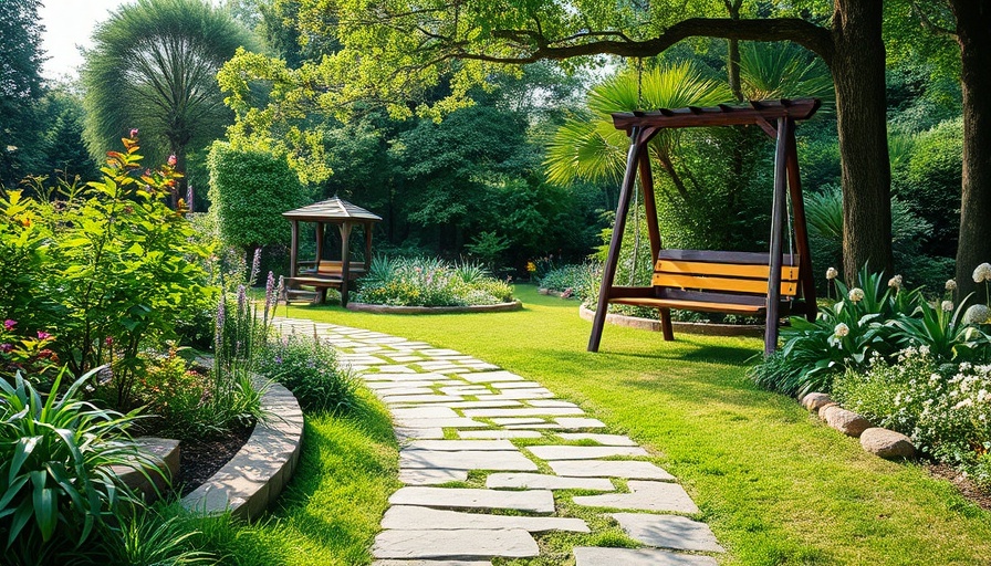 Home trail design with stone path in lush garden