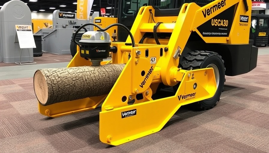 Vermeer USCA30 stump cutter attachment on display at an industrial expo.