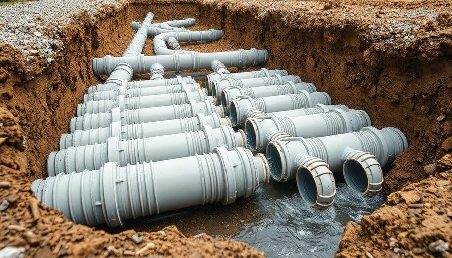 Properly installed underground drainage system at construction site.