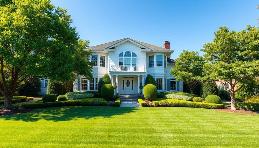Long Island Landscape Design featuring elegant home and manicured garden