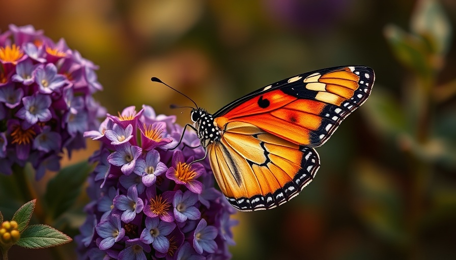 Long Island Garden September: Butterfly on purple flowers.
