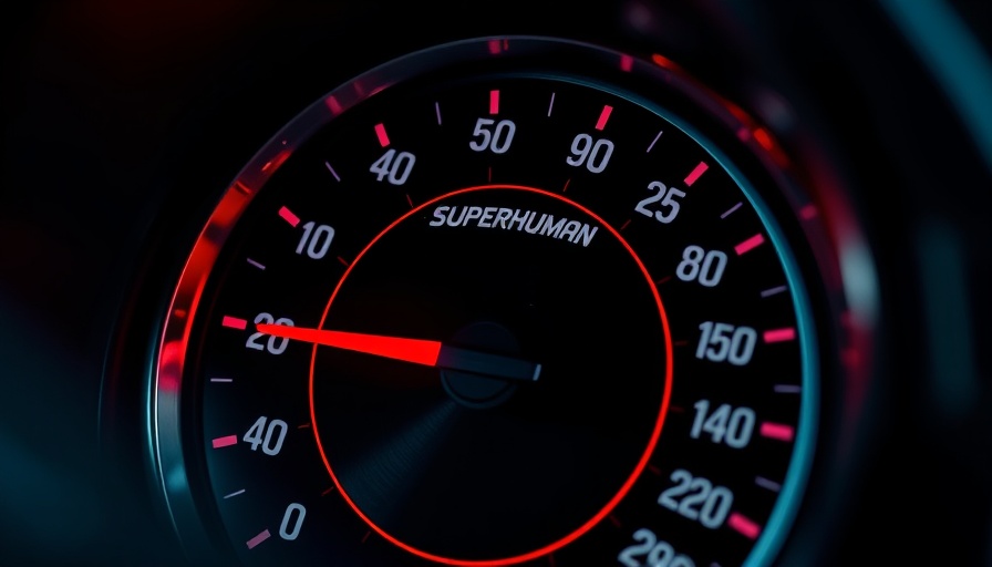 Speedometer illustrating measuring marketing performance at superhuman level.