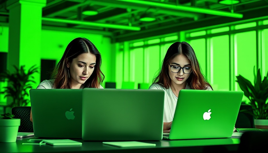 Three women working on laptops, vibrant green setting, how to call inbound leads faster.