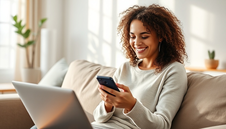 Young woman using smartphone and laptop, 2025 Facebook statistics for marketers