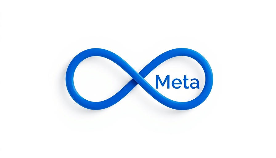 Meta AI logo with blue infinity symbol on white background.