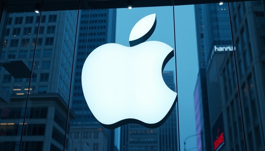 Bright Apple logo on glass, urban reflection, Apple Siri delays.