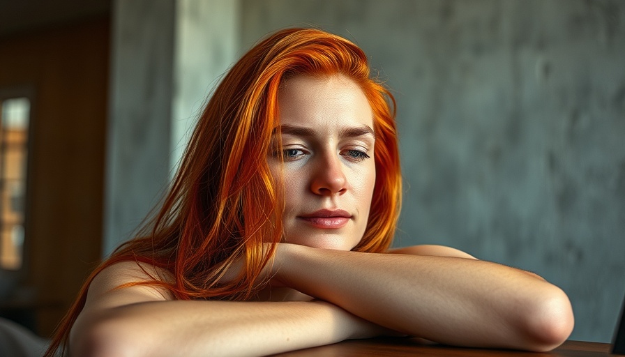 Relaxed person with vibrant hair, indoor setting