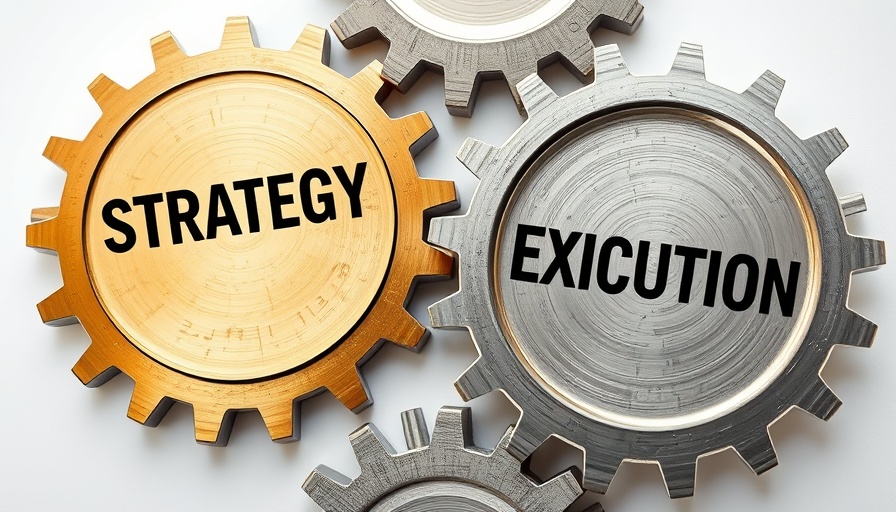 Interconnected gears labeled 'Strategy' and 'Execution' symbolizing teamwork.